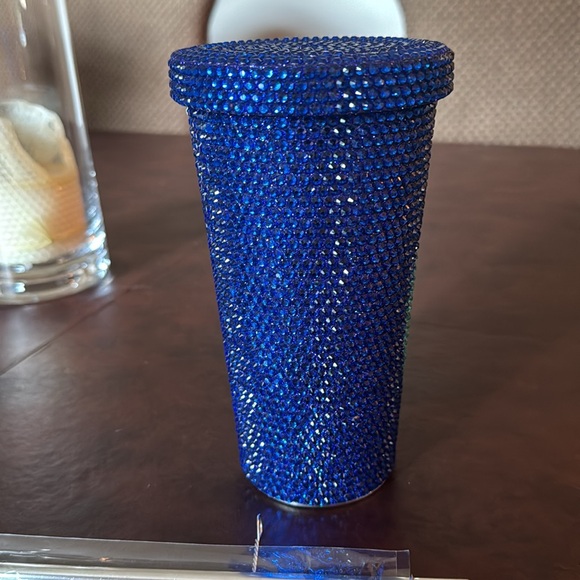 hand made crystal evil eye cup with straw - Picture 3 of 3